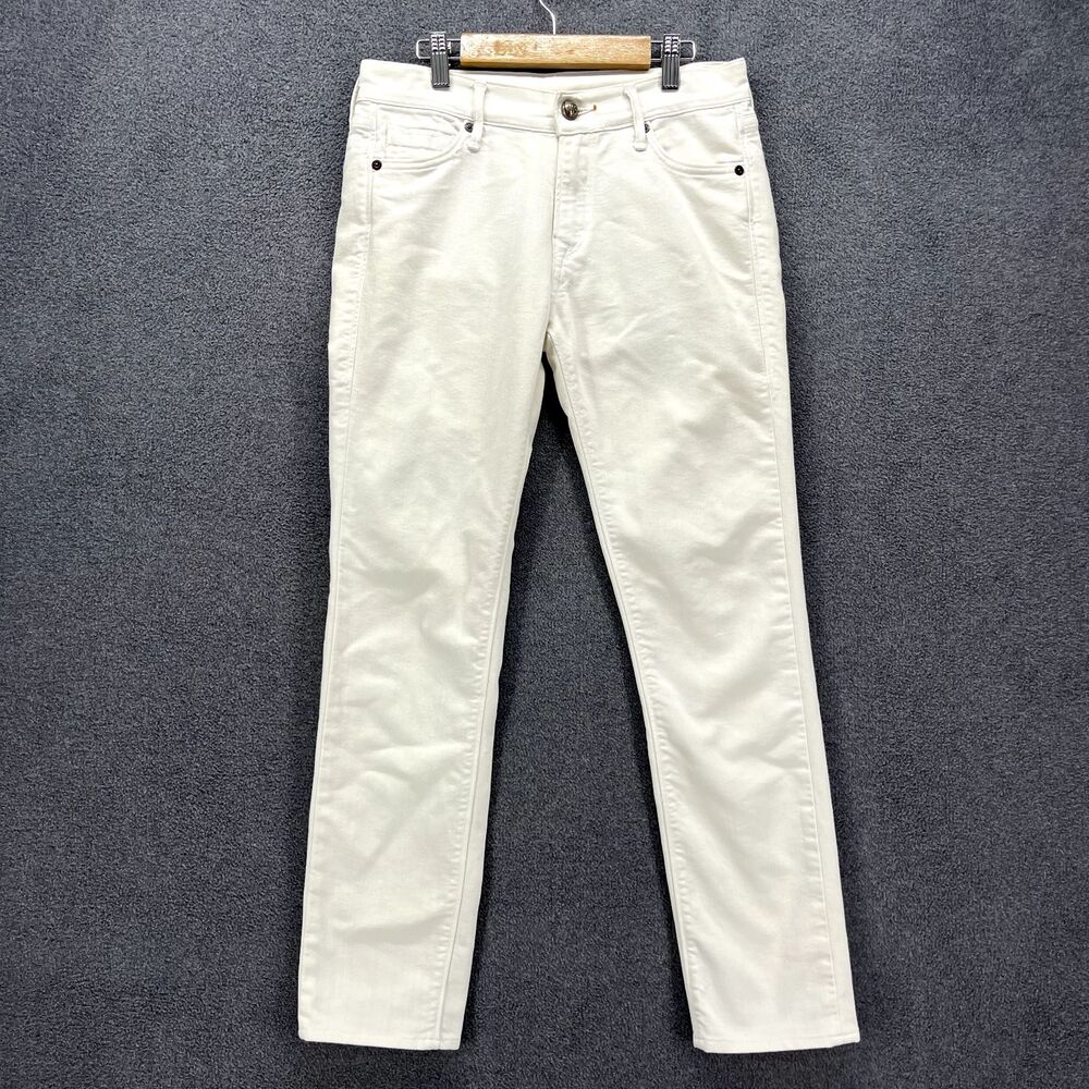 HTC Los Angeles Jeans Women 28 White‎ Logo Button Cotton Skinny Denim
